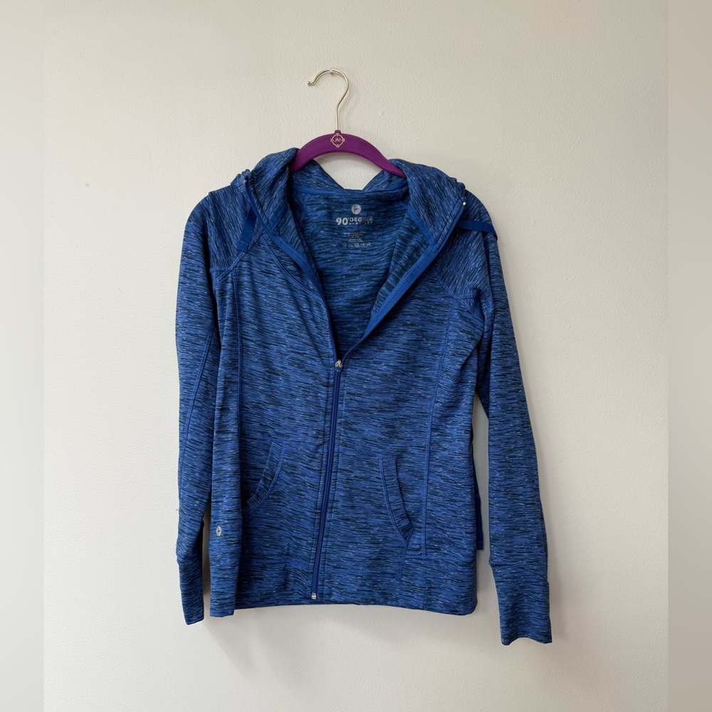 Women's Blue Zip-Up Jacket with Hood